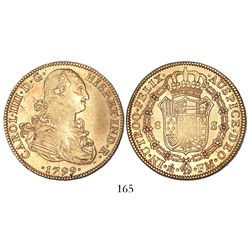 Mexico City, Mexico, bust 8 escudos, Charles IV, 1799FM.