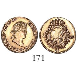 Mexico City, Mexico, bust 1/2 escudo, Ferdinand VII, 1814JJ.