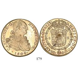 Lima, Peru, bust 8 escudos, Charles IV, 1804JP.