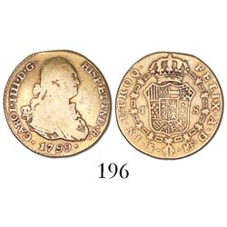 Madrid, Spain, bust 1 escudo, Charles IV, 1799MF.