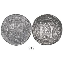 Mexico City, Mexico, 2 reales, Charles-Joanna, "Early Series," assayer G at bottom between pillars,