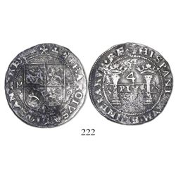 Mexico City, Mexico, 4 reales, Charles-Joanna, "Early Series," assayer F to right, extremely rare.