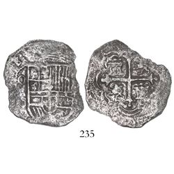Mexico City, Mexico, cob 4 reales, (161)8/7D/F, Grade 2, very rare.