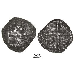 Potosi, Bolivia, cob 4 reales, Philip III, assayer not visible, "9 points" (Grade 3?), with old, han