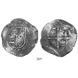 Mexico City, Mexico, cob 8 reales, Philip III, assayer not visible, Grade 2, with tag but original c