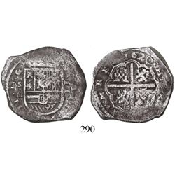 Seville, Spain, cob 4 reales, 1620G, unique as struck from 2R dies.