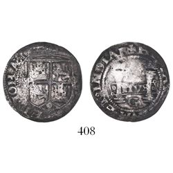 Mexico City, Mexico, 1 real, Charles-Joanna, "Early Series," assayer G between pillars, rare.