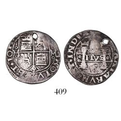 Mexico City, Mexico, 1 real, Charles-Joanna, "Early Series," assayer G between pillars, rare.