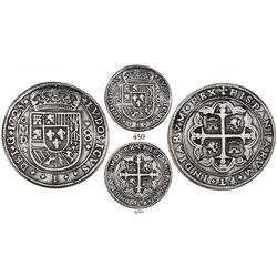 Mexico City, Mexico, cob 8 reales Royal, 1725D, Louis I, double ornaments flanking ordinal, extremel