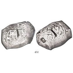 Mexico City, Mexico, cob 8 reales, 1725D, very rare, with Indonesian countermark (date AH1230 = 1814