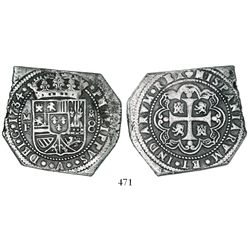 Mexico City, Mexico, klippe 8 reales, 1734MF.