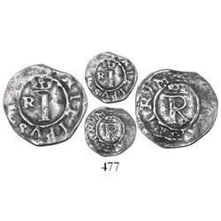 Lima, Peru, 1/4 real, Philip II, assayer R (Rincon) to left, legend beginning on assayer side, very 