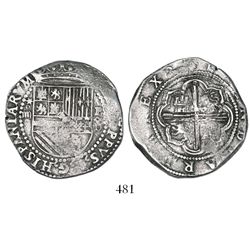 Lima, Peru, cob 4 reales, Philip II, assayer Diego de la Torre, *-oIIII to left, P-oD/X to right, ve