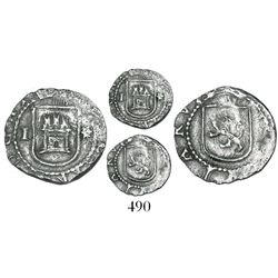 Lima, Peru, cob 1/4 real, Philip II, assayer Diego de la Torre, I to left (rare) and * to right of c