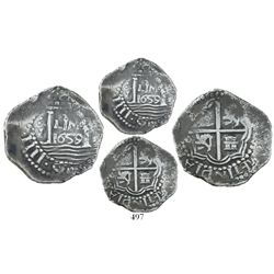 Lima, Peru, cob 4 reales, 1659(V), "Star of Lima" type, mintmark LIMA (Series IA), extremely rare, e