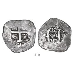 Lima, Peru, cob 8 reales, 1737N.