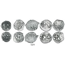 Lot of 5 Lima, Peru, cob 1/2R, various dates: 1684, 1693, 1699, 1714/3 and 1723.