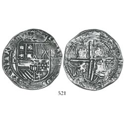 Potosi, Bolivia, cob 8 reales, Philip II, assayer L (1st period), rare.