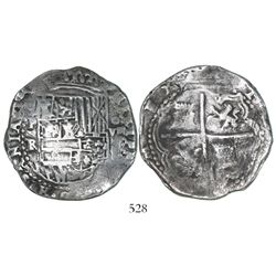 Potosi, Bolivia, cob 8 reales, Philip II, assayer RL.