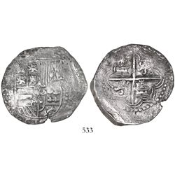 Potosi, Bolivia, cob 8 reales, Philip III, assayer M.