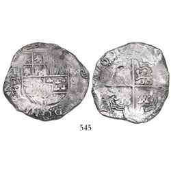 Potosi, Bolivia, cob 8 reales, 1636TR, rare.