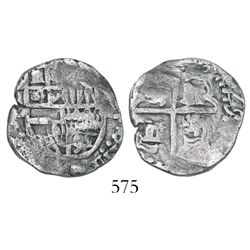 Potosi, Bolivia, cob 2 reales, (1)625P, date at 2-3 o'clock, quadrants of cross transposed, extremel
