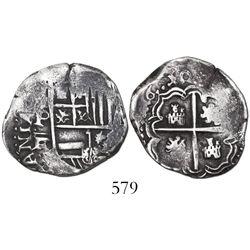 Potosi, Bolivia, cob 2 reales, (1)6(4/3?)0FR, very rare.
