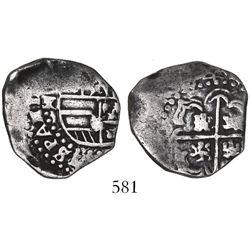 Potosi, Bolivia, cob 2 reales, (16)44TR, very rare.