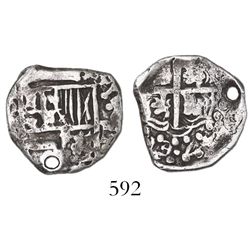 Potosi, Bolivia, cob 1 real, (1)647, assayer not visible, reverse legend rotated 180 degrees, very r