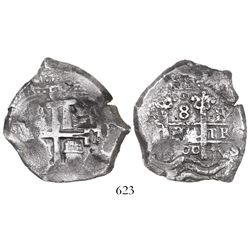 Potosi, Bolivia, cob 8 reales, 1700F.
