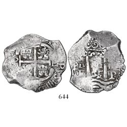 Potosi, Bolivia, cob 4 reales, 1665E.