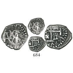 Bogota, Colombia, cob 1/2 real, Philip IV, no assayer (style of Ramos, ca. 1662), rare.
