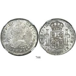 Potosi, Bolivia, bust 8 reales, Charles III, 1778PR, encapsulated NGC MS 62.