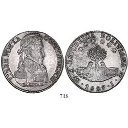 Potosi, Bolivia, 8 soles, 1827JM, large alpacas.