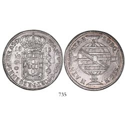 Brazil (Bahia mint), 960 reis, Joao Prince Regent, 1813-B, REGENES variety (rare), struck over a Spa