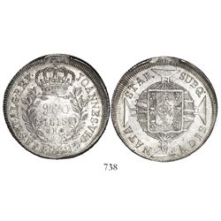 Brazil (Rio mint), 960 reis, Joao VI, 1818-R, struck over a Spanish colonial bust 8 reales, encapsul