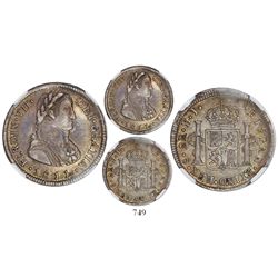 Santiago, Chile, bust 2 reales, Ferdinand VII transitional ("admiral" bust), 1811FJ, encapsulated NG