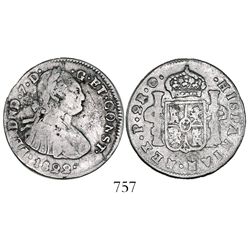Pasto/Popayan, Colombia, bust 2 reales, Ferdinand VII, 1822O, two dots between CONST and date.