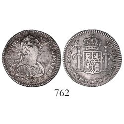 Bogota, Colombia, bust 1 real, Charles IV, 1799/99JJ.