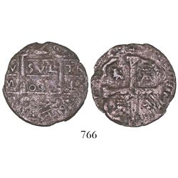 Cartagena, Colombia, copper 2 reales, fantasy date "800" (ca. 1815), with 4R cross side, extremely r