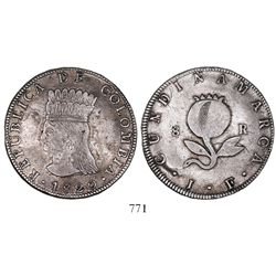 Bogota, Colombia, 8 reales, 1820JF, no mintmark, no countermark.