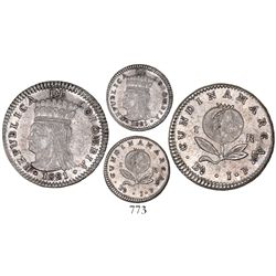 Bogota, Colombia, 1 real, 1821JF, dot below A of mintmark.