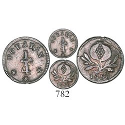 Popayan, Colombia, 1/4 real, 1850.