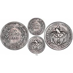 Popayan, Colombia, 1 peso, 1863, very rare.