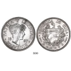 Cuba, "souvenir" peso, 1897, closely spaced date, star above baseline of 97.