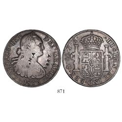 Mexico City, Mexico, bust 8 reales, Charles IV, 1806TH, with unidentified S.M.A. and 1867 countermar
