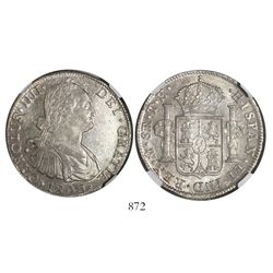 Mexico City, Mexico, bust 8 reales, Charles IV, 1806TH, encapsulated NGC AU 58.