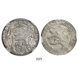 Zwolle, United Netherlands, half "lion" daalder, 1648, encapsulated NGC AU 50, finest and only speci