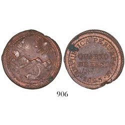 Lima, Peru, copper 1/4 peso, 1823.