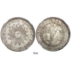 Cuzco, South Peru, 8 reales, 1838MS, encapsulated NGC AU 58.